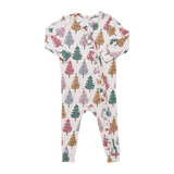 Baby Ruffle Bamboo Romper - Multi Christmas Trees