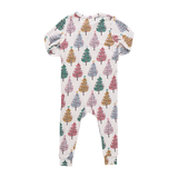 Baby Ruffle Bamboo Romper - Multi Christmas Trees