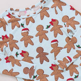 Kids Bamboo PJ Set - Light Blue Gingerbread