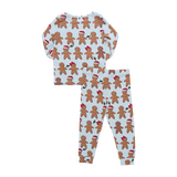 Kids Bamboo PJ Set - Light Blue Gingerbread