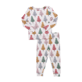 Kids Bamboo PJ Set - Multi Christmas Trees