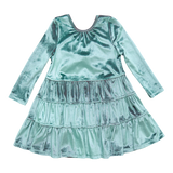Girls Pearl Dress - Teal Velour