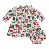 Baby Girls Jaipur Dress Set- Christmas Bows and Bells