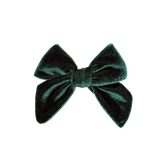Girls Velour Bow - Hunter Green Velour