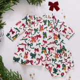 Baby Girls Jaipur Dress Set- Christmas Bows and Bells