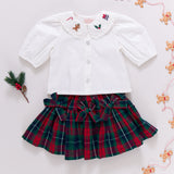 Girls Maribelle Bow Skirt - Red Tartan