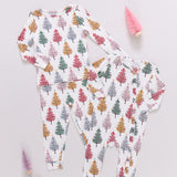 Baby Ruffle Bamboo Romper - Multi Christmas Trees