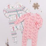 Baby Ruffle Bamboo Romper - Candy Cane Bows