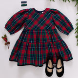 Girls Maribelle Dress - Red Tartan