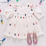 Girls Embroidery Brooke Dress - Christmas Lights