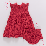 Baby Girls Stevie Dress - Red Mini Hearts