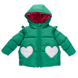 Girls Paris Puffer - Scallop Heart Pocket