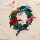 Girls Constance Sweater - Holiday Wreath