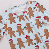 Baby Bamboo Romper - Light Blue Gingerbread