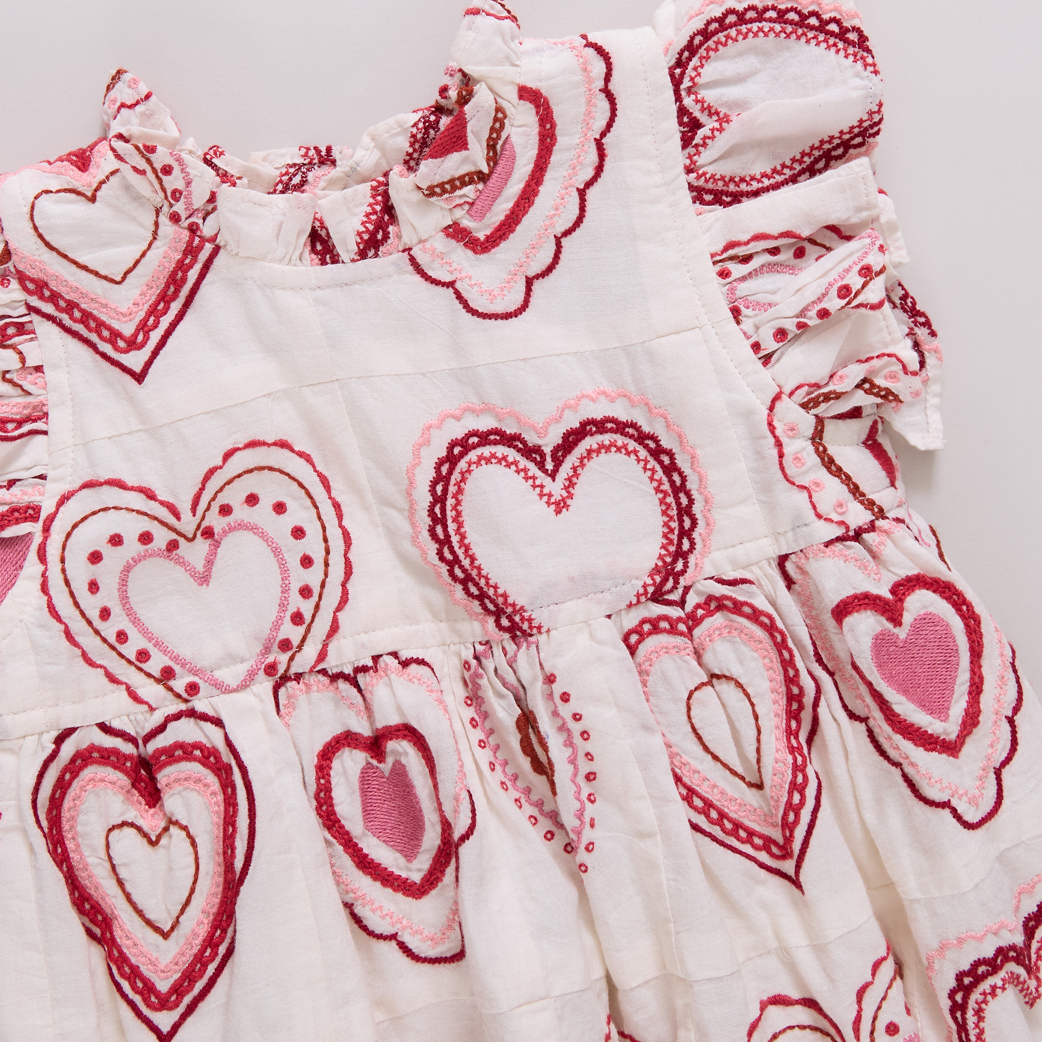 Girls Jennifer Dress - Heart Quilt Embroidery heart quilt embroidery / 2Y Girls Jennifer Dress - Heart Quilt Embroidery heart quilt embroidery / 2Y