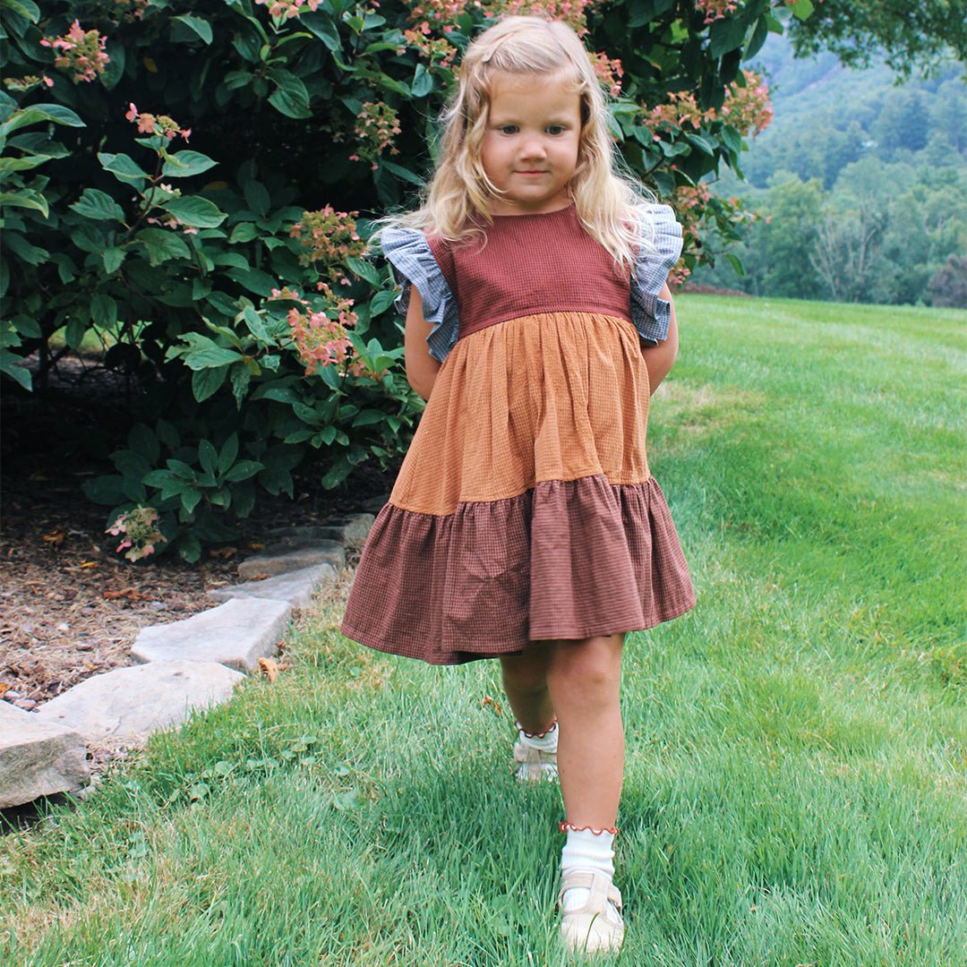 Girls Kit Dress - Mixed Checks | Pink Chicken