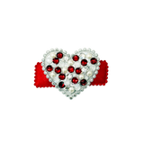 Puffy Heart Clip - Red and Clear Leopard