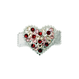 Puffy Heart Clip - White and Leopard Silk