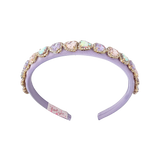 Satin White Headband With Hearts - Lavender, AB, Pink