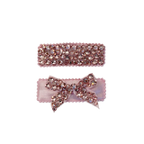 2 Pack Clip Set: Snap Clip and Bow - Light Pink