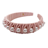 Velvet and Pearl Headband - Pink