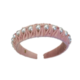 Velvet and Pearl Headband - Pink