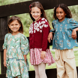 Girls Blossom Sweater - Pink Flower Embroidery