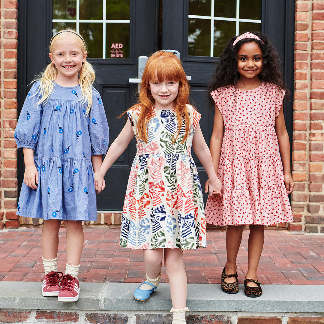 Girls Peachy Dress - Pink Tiny Roses Pink Chicken Girls Peachy Dress - Pink Tiny Roses Pink Chicken