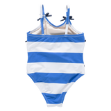 Girls Lottie Bow Suit - Wide Blue Stripe