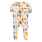 Baby Bamboo Romper - Small Watercolor Dogs