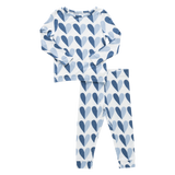 Kids Bamboo PJ Set - Blue Half Hearts