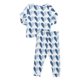 Kids Bamboo PJ Set - Blue Half Hearts