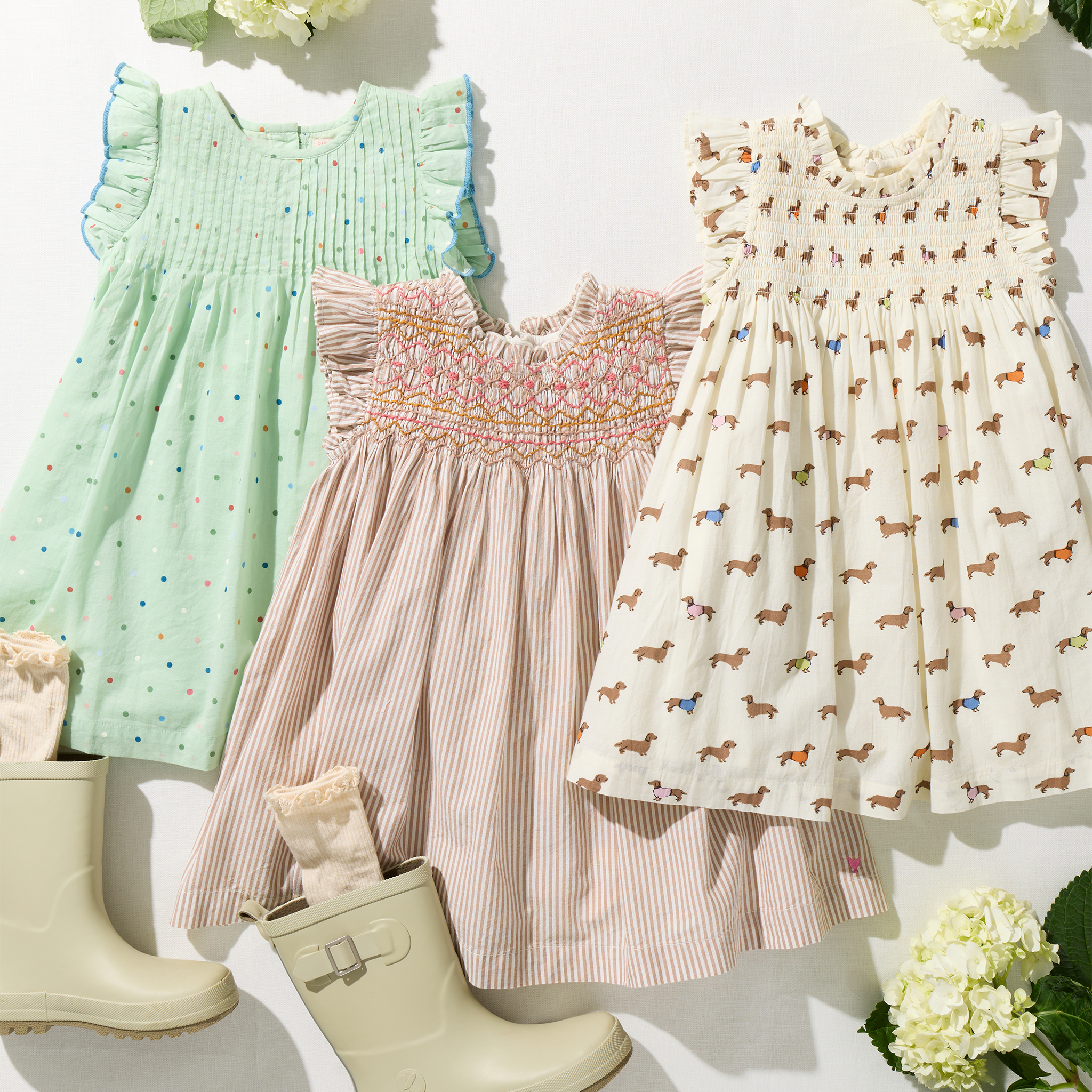 Girls Jaipur Dress - Pastel Green Polka Dot Pink Chicken Girls Jaipur Dress - Pastel Green Polka Dot Pink Chicken