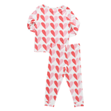 Kids Bamboo PJ Set - Pink Half Hearts