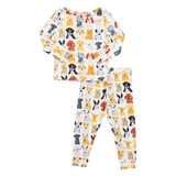 Kids Bamboo PJ Set - Small Watercolor Dogs