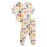 Kids Bamboo PJ Set - Small Watercolor Dogs