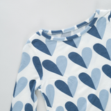 Baby Bamboo Romper - Blue Half Hearts