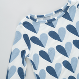 Kids Bamboo PJ Set - Blue Half Hearts