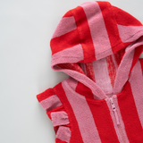 Girls Terry Coverup - Pink Red Stripe