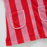 Girls Terry Coverup - Pink Red Stripe