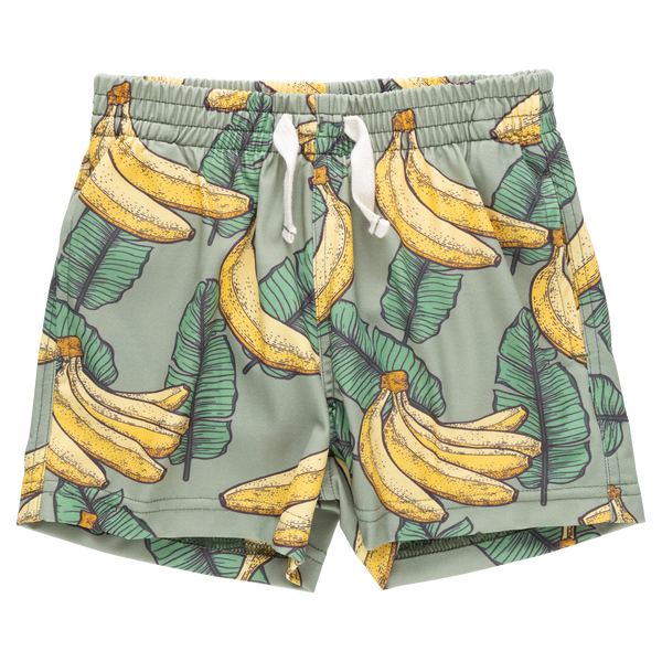 Boys Swim Trunk - Green Banana Leaves – Pink Chicken