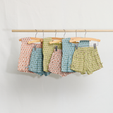 Girls Jules Short - Green Prairie Block Print