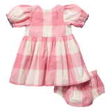 Baby Girls Hermione Dress Set- Pink Checks