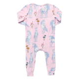 Baby Girls Ruffle Bamboo Romper - Pink Unicorn Fields