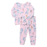 Kids Bamboo PJ Set - Pink Unicorn Fields