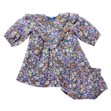 Baby Girls Everly Dress Set - True Blue Sketched Floral