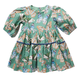 Girls Maribelle Dress - Green Butterflies