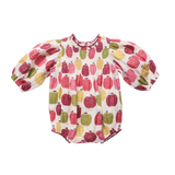 Baby Girls Stevie Puff Sleeve Bubble - Pink Delicious Apples