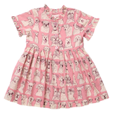 Girls Autumn Dress - Pink Sketched Dogs