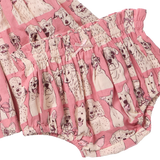 Baby Girls Autumn Dress Set - Pink Sketched Dogs